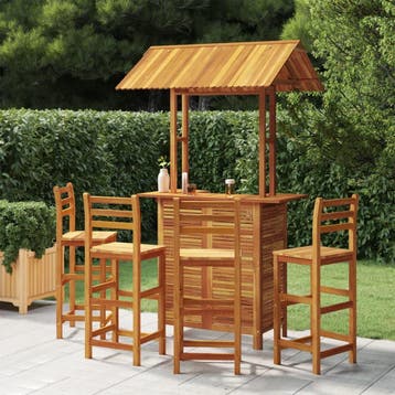 vidaXL 5-delige Tuinbarset massief acaciahout, Tuin en Terras, Verzenden, Nieuw