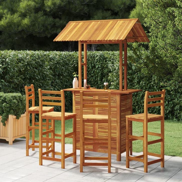 vidaXL 5-delige Tuinbarset massief acaciahout, Tuin en Terras, Tuinsets en Loungesets, Nieuw, Verzenden