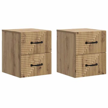 vidaXL Muurbevestigde Nachttafel 2 pcs Artisanaal eiken, Huis en Inrichting, Verzenden, Nieuw