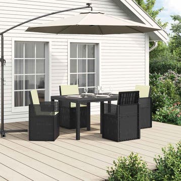 vidaXL Tuin Eettafel Set 5 st Antraciet- en crèmekleurig PP, Verzenden