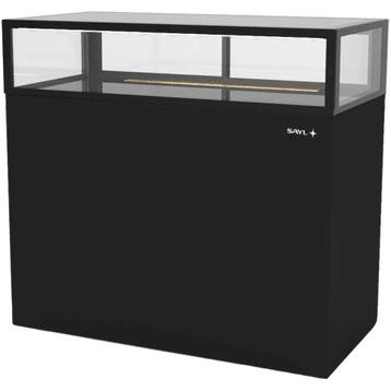 Neutrale Vitrine | INTEGRA | Zwart | 1 Niveau | Wielen, Verzenden