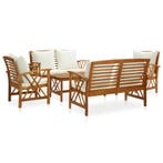vidaXL 5-delige Loungeset met kussens massief acaciahout, Verzenden, Nieuw, Loungeset