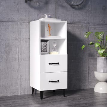vidaXL Dressoir 34,5x34x90 cm bewerkt hout hoogglans wit, Verzenden