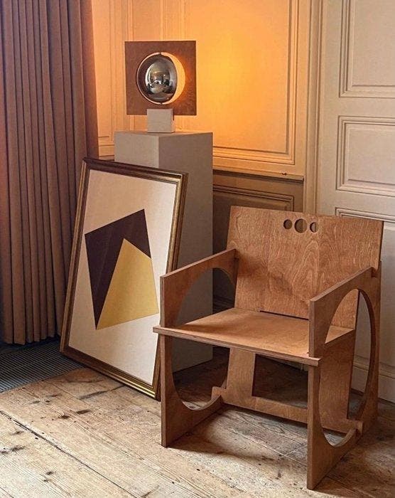 Edoardo Lietti Studio - Fauteuil - Chaise ronde - Naturel -, Antiek en Kunst, Kunst | Designobjecten