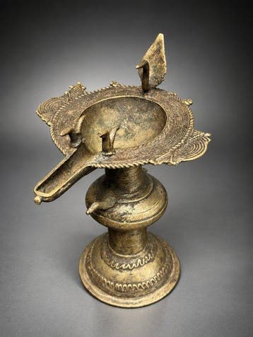 Olielamp (3) - Legering - 3 rituele lampen Dhokra