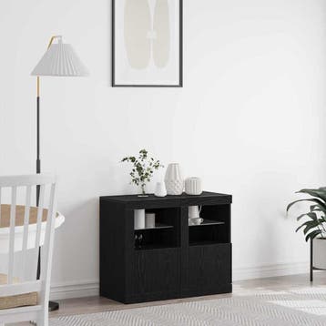 vidaXL LED Dressoir 2 pcs Zwart Eiken 41 x 37 x 67 cm, Verzenden, Nieuw