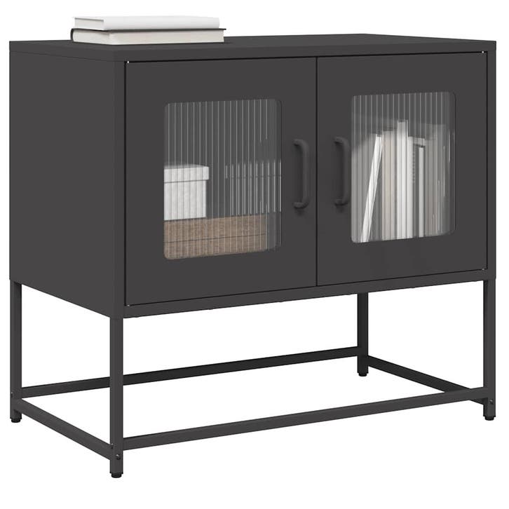 vidaXL Tv-meubel 68x39x60,5 cm koudgewalst staal zwart, Huis en Inrichting, Kasten |Televisiemeubels, Nieuw, Verzenden