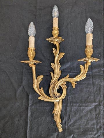 Wandkandelaar (2) - Brons - Bronzen met goudkleurige