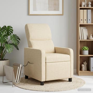 vidaXL Massage Relaxstoel Crèmekleurig Polyester, Verzenden