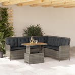 vidaXL 2-delige Loungeset met kussens poly rattan grijs, Verzenden, Nieuw, Loungeset