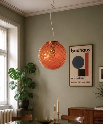 Lustre - Orange Baloton 80s - Verre de Murano