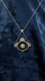 Halsketting - 14 karaat Geel goud, Platina - 0.61ct. tw., Nieuw
