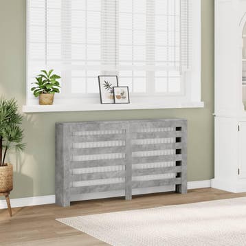vidaXL Radiator Cover Betongrijs 149 x 20 x 82 cm Bewerkt, Doe-het-zelf en Bouw, Verzenden, Nieuw