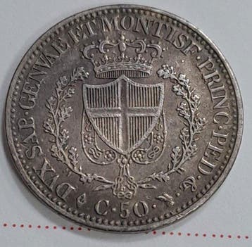 Italië, Koninkrijk Sardinië Carlo Felice. 50 Centesimi 1826