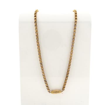 Gouden fantasie schakelketting, Handtassen en Accessoires, Kettingen, Ophalen of Verzenden, Gebruikt, Goud, Goud