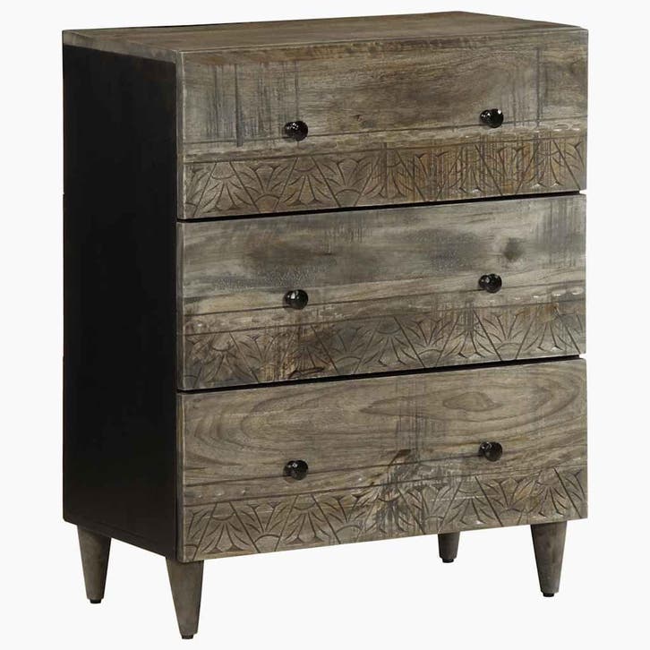 vidaXL Dressoir 60x33,5x75 cm massief mangohout lichtgrijs, Maison & Meubles, Armoires | Autre, Envoi