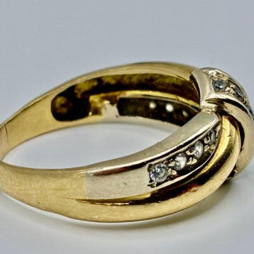 Ring - 18 karaat Geel goud, Witgoud - 0.26ct. tw. Diamant