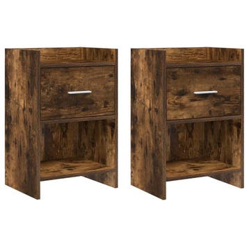 vidaXL Nachttafels 2 st Gerookt eiken 40 x 30 x 60 cm, Verzenden