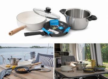 Pannenset Camping &amp; Boot 3-delig — Hapjespan, Koekenpan, Verzenden