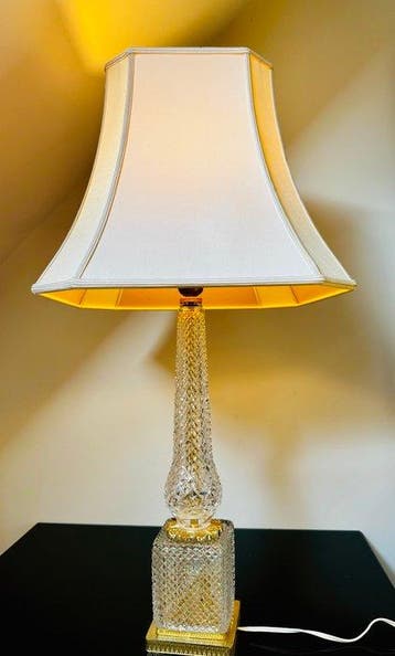 Lamp - Verguld messing - Grote kristallen lamp