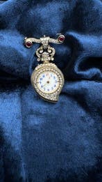 Broche - 14 karaat Platina, Witgoud, Zilver - Antiek