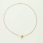Collier - 14 carats Or jaune Spinelle - Améthyste - Diamant