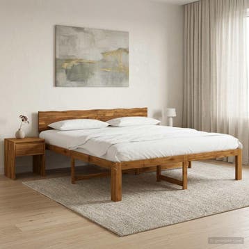 vidaXL Tweepersoonsbed met hoofdbord ROSTOCK Naturel 193 x, Huis en Inrichting, Slaapkamer | Bedden, Verzenden, Nieuw