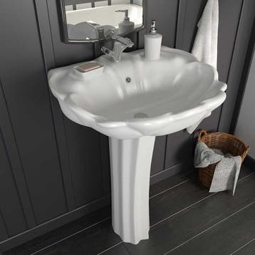 vidaXL Wastafel op voet vrijstaand 580x510x200 mm keramiek, Doe-het-zelf en Bouw, Verzenden, Nieuw