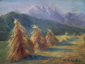 Camilla Goebl-Wahl (1871-1965) - Meadow with haystacks