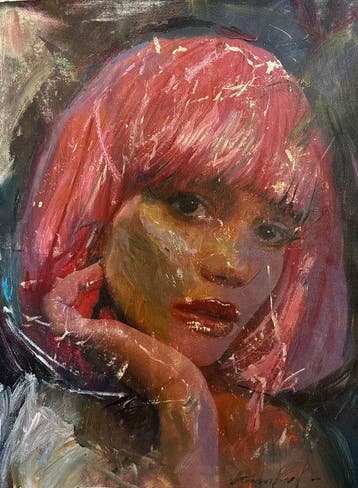 leandro - Retrato con cabello rosa