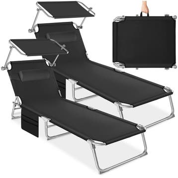 Set van 2 ligbedden Chloé 4 niveaus met hoofdkussen - zwart, Verzenden, Nieuw
