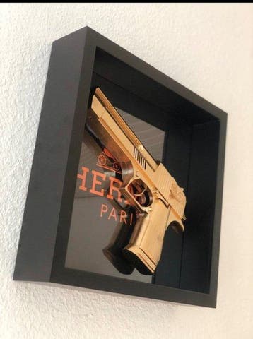 Rob VanMore (XX-XXI) - Super Shiny Golden war on Hermes, Antiek en Kunst, Kunst | Schilderijen | Modern