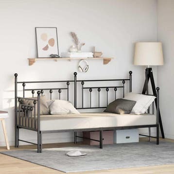 vidaXL Bedframe voor een daybed Zwart 75 x 190 cm Staal, Verzenden