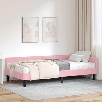 vidaXL Hoekbedframe met Matras Anders 2 st Grijs Fluweel, Huis en Inrichting, Slaapkamer | Bedden, Verzenden, Nieuw
