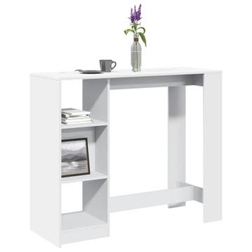 vidaXL Bartafel met schap 124x46x103,5 cm bewerkt hout wit, Verzenden