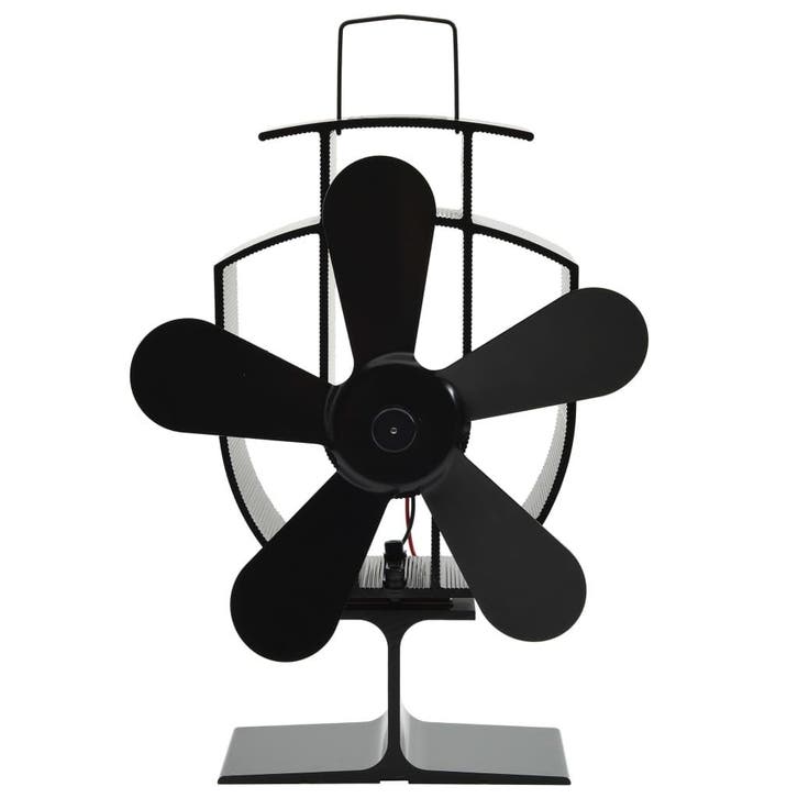 vidaXL Kachelventilator met 5 vinnen zwart, Maison & Meubles, Poêles, Envoi