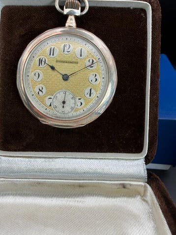 System Glashutte - Taschenuhr – Silber 0.800 Galonné Bicolor, Antiek en Kunst