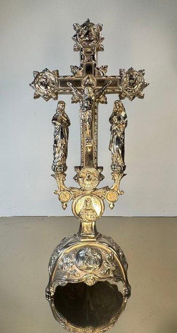 Crucifix - Metaal, Verzilverd - 1930-1940 - Janco -, Antiquités & Art