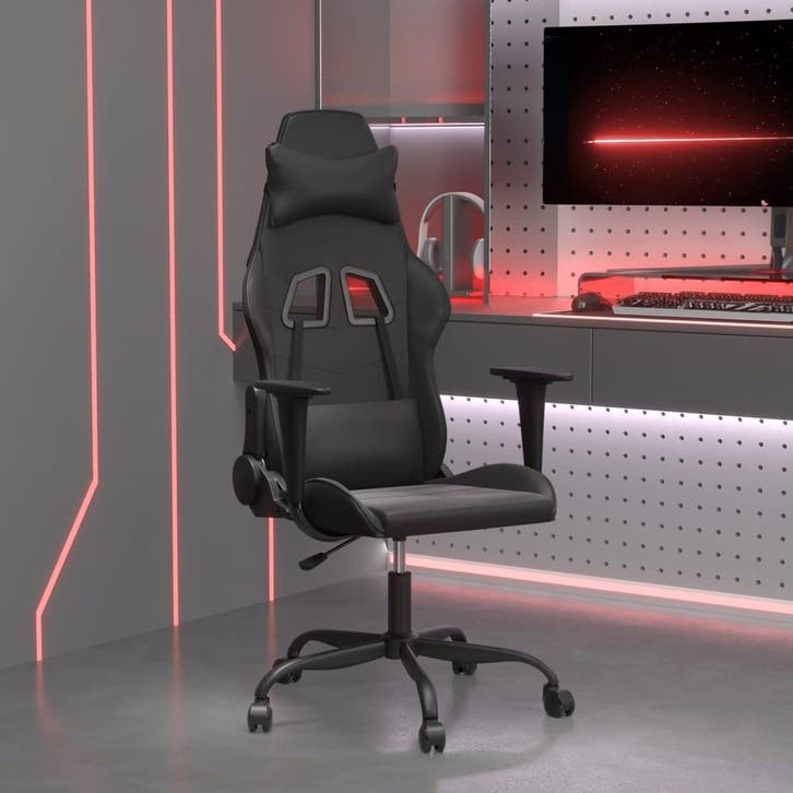vidaXL Massage gamestoel kunstleer zwart, Maison & Meubles, Chaises, Envoi