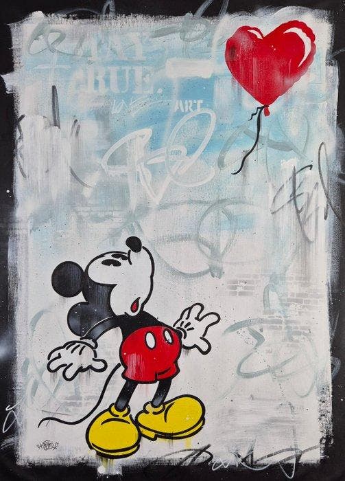 Hipo (1988) - Mickey - Dreaming Balloon (XL Unique Work), Antiquités & Art, Art | Peinture | Moderne