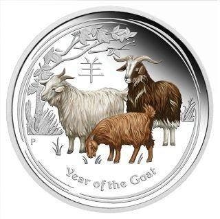 Australië. 2 Dollars 2015 Year of the Goat, 2 Oz (.999)