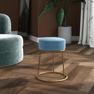 vidaXL Hocker rond fluweel lichtblauw, Verzenden, Nieuw