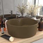 vidaXL Wastafel met overloop 36x13 cm keramiek matcrème, Verzenden