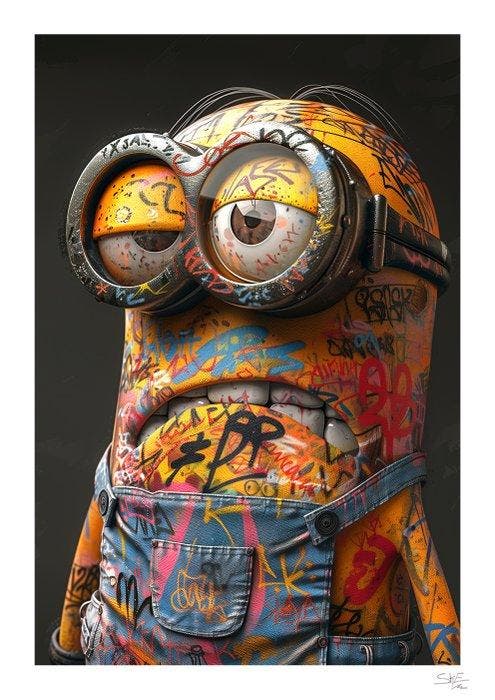 SKE - Minion Vandalized, Antiquités & Art, Art | Objets design