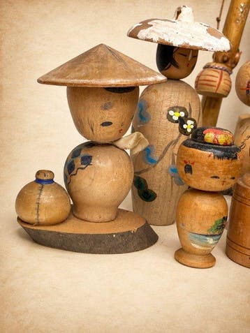 Large Collection of Vintage Japanese Folk Art & Kokeshi