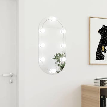 vidaXL Spiegel met LED-verlichting ovaal 80x40 cm glas, Verzenden, Nieuw