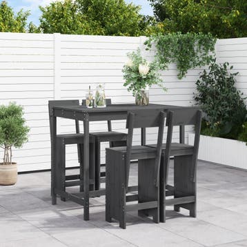 vidaXL 5-delige Tuinbarset massief grenenhout grijs, Tuin en Terras, Tuinsets en Loungesets, Verzenden, Nieuw