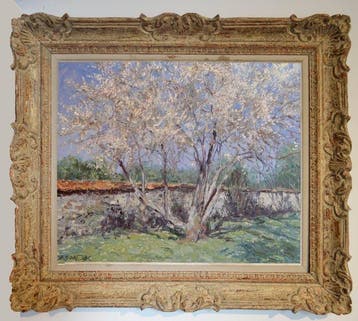 Chris van Dijk (1952) Impressionist -  Le vieil arbre en, Antiquités & Art