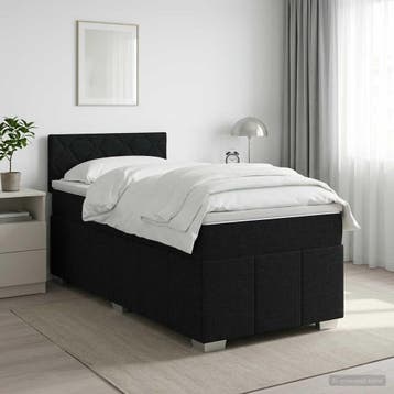 vidaXL Boxspringbed met matras met hoofdeinde Zwart 90 x 200, Verzenden