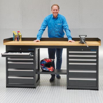 Datona Werkbank PRO met eiken werkblad en 12 lades - 200 cm, Ophalen of Verzenden